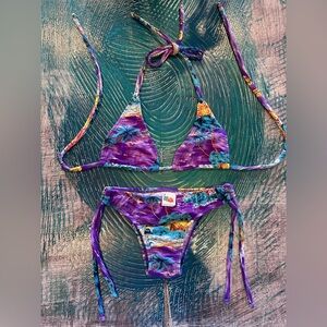 Vibrant Purple Tropical Bikini Set
